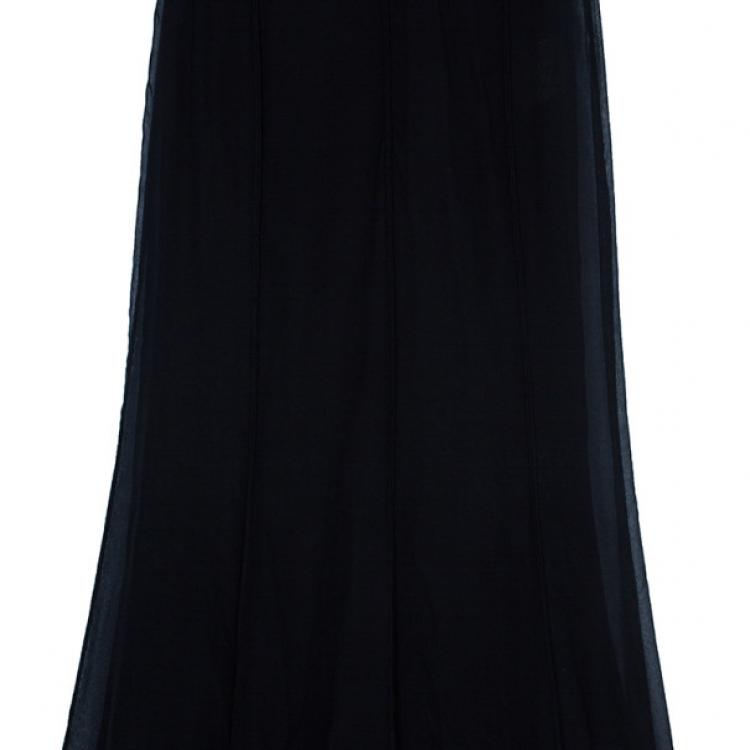 Pre Owned Saint Laurent Paris Rive Gauche Black Halterneck Dress S