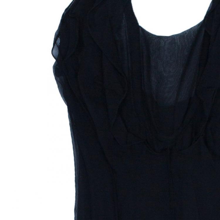 Pre Owned Saint Laurent Paris Rive Gauche Black Halterneck Dress S
