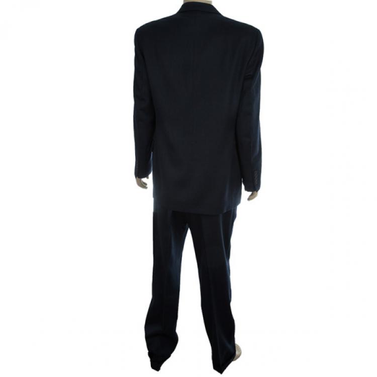 Pre Owned Saint Laurent Paris Navy Double Breasted Suit EU52