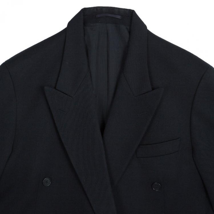 Pre Owned Saint Laurent Paris Navy Double Breasted Suit EU52