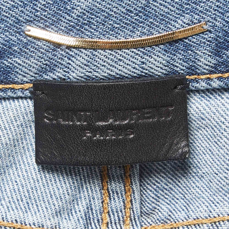Pre Owned Saint Laurent Paris Blue Washed & Ripped Denim Jeans M Waist 27"