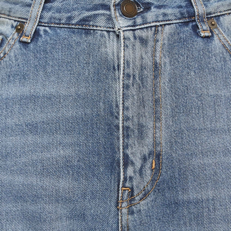 Pre Owned Saint Laurent Paris Blue Washed & Ripped Denim Jeans M Waist 27"