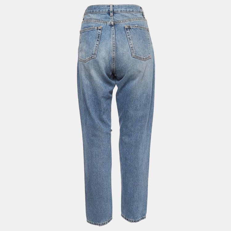 Pre Owned Saint Laurent Paris Blue Washed & Ripped Denim Jeans M Waist 27"