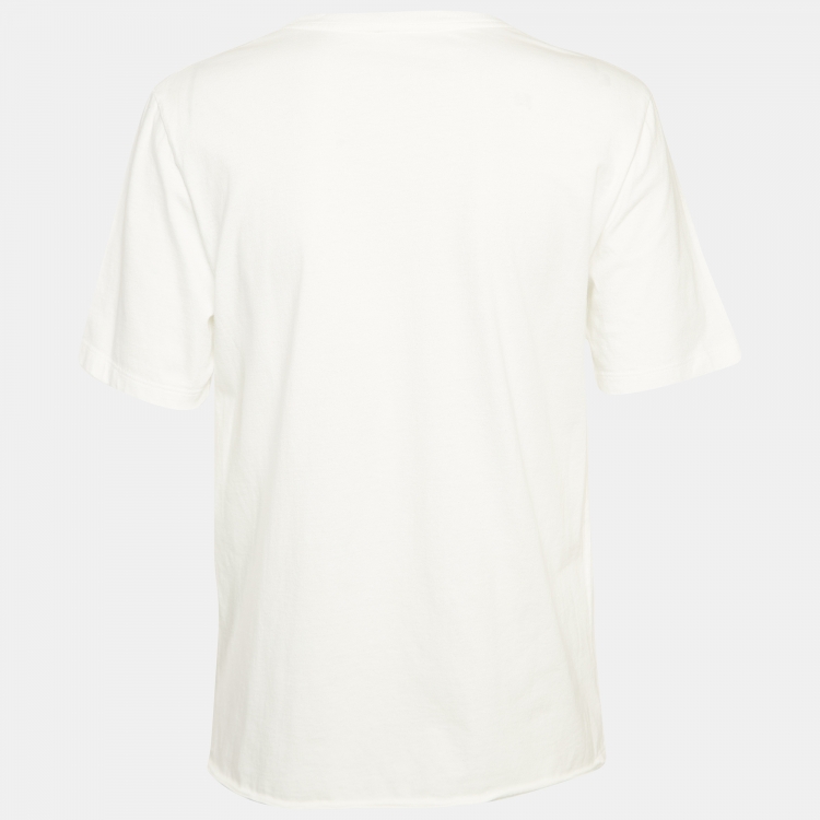 Pre Owned Saint Laurent White Heart Print Cotton T-Shirt XS