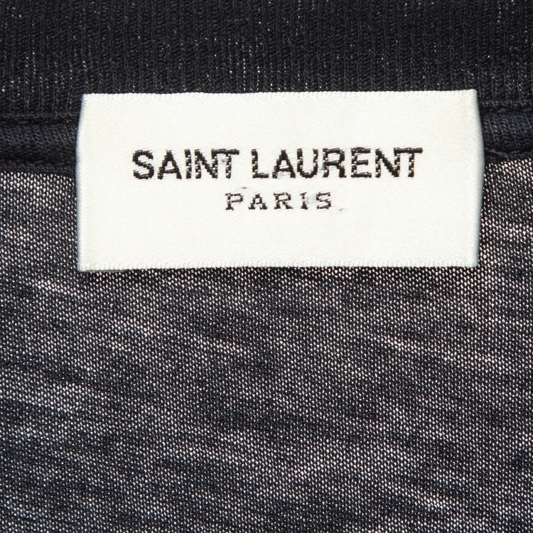 Pre Owned Saint Laurent Black Barbed Roses Cotton Ripped T-Shirt M