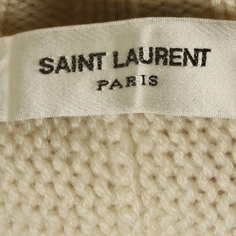 Pre Owned Saint Laurent Cream Cashmere Knit Sweater XS