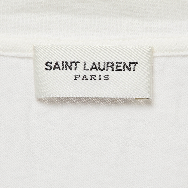 مملوكة مسبقًا Saint Laurent White Logo Print Cotton T-Shirt S