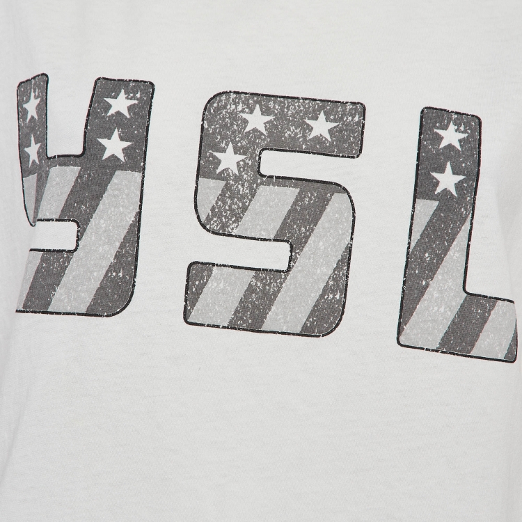 مملوكة مسبقًا Saint Laurent White Logo Print Cotton T-Shirt S