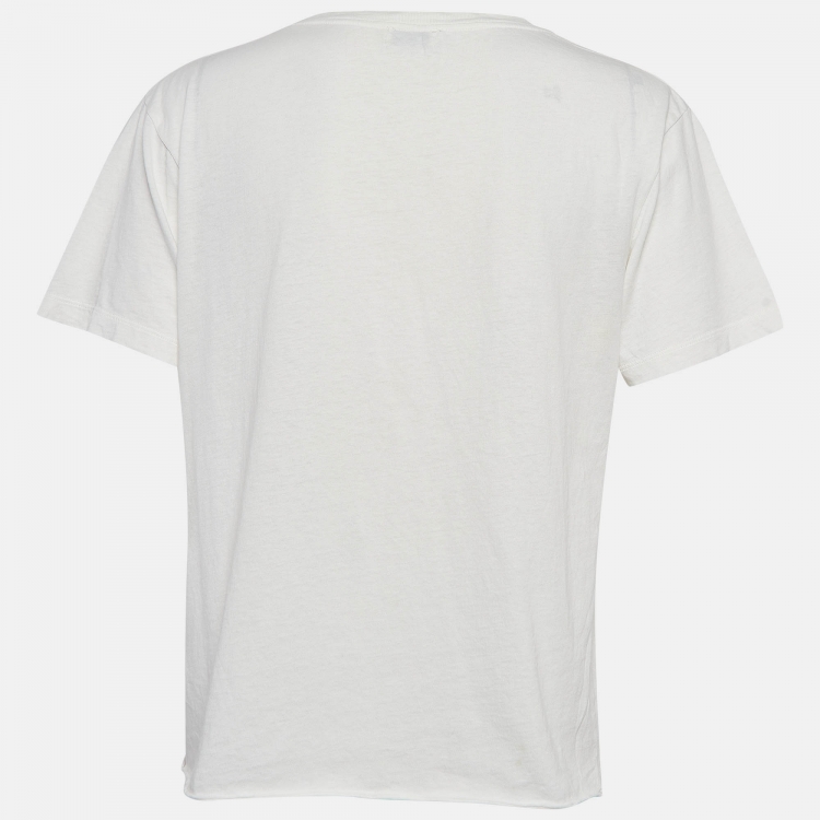 مملوكة مسبقًا Saint Laurent White Logo Print Cotton T-Shirt S