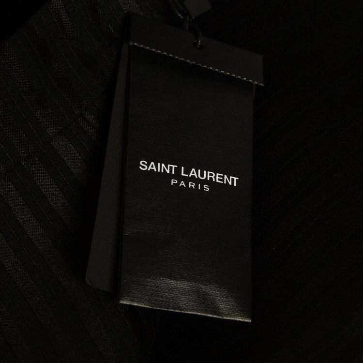 Pre Owned Saint Laurent Paris Black Pinstripe Wool Blend Pencil Skirt S