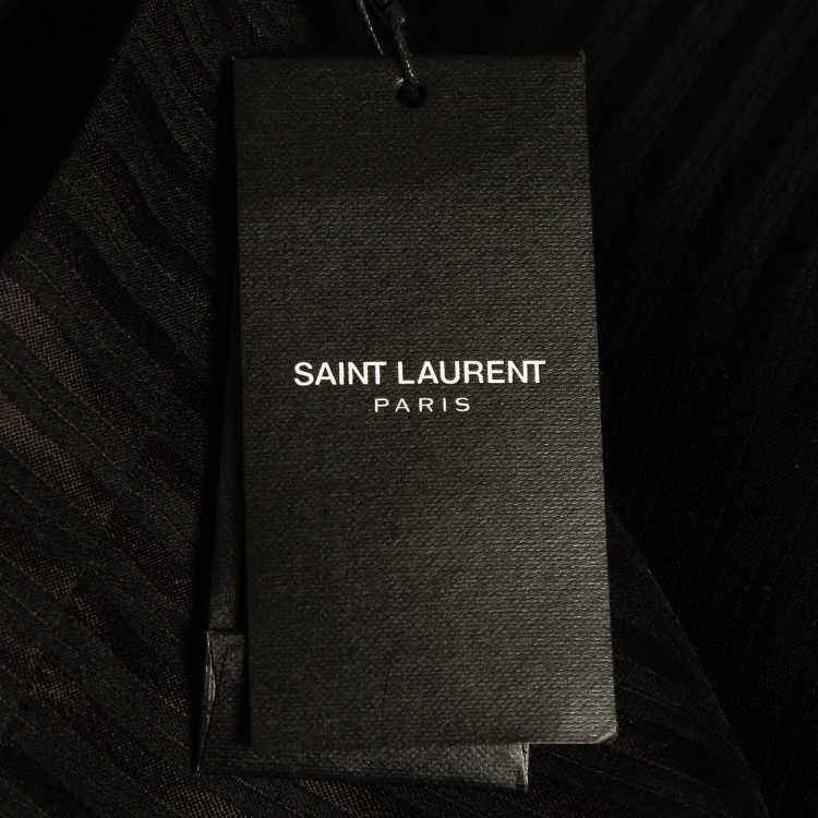 Pre Owned Saint Laurent Paris Black Pinstripe Wool Blend Pencil Skirt S