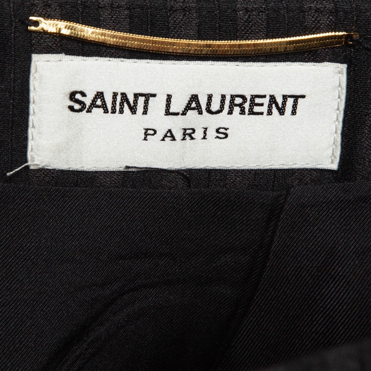 Pre Owned Saint Laurent Paris Black Pinstripe Wool Blend Pencil Skirt S