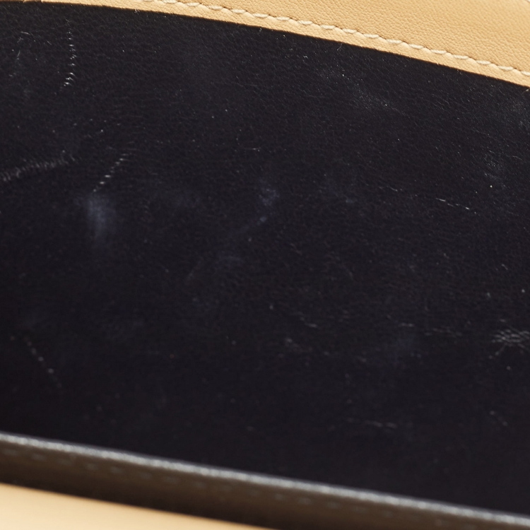 Pre Owned Saint Laurent Beige Raffia and Leather Uptown Wallet on Chain