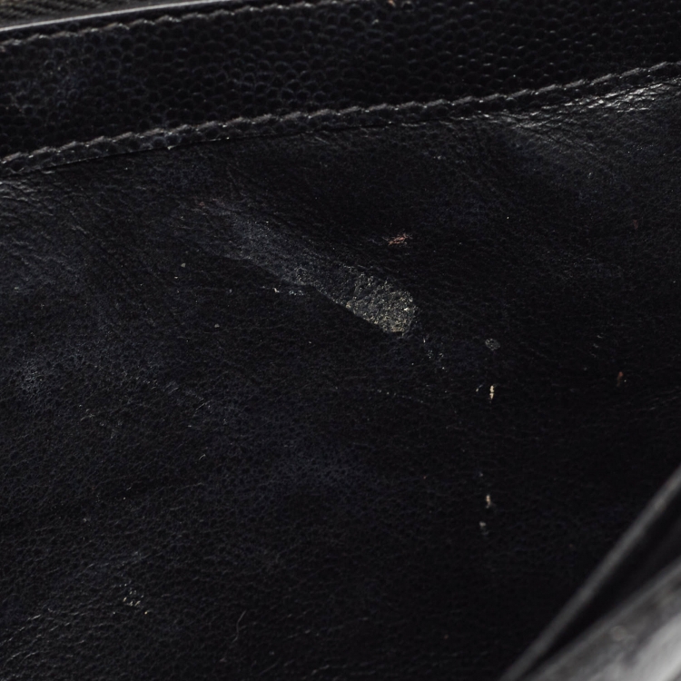 Pre Owned Saint Laurent Black Matelassé Leather Monogram Envelope Wallet On Chain