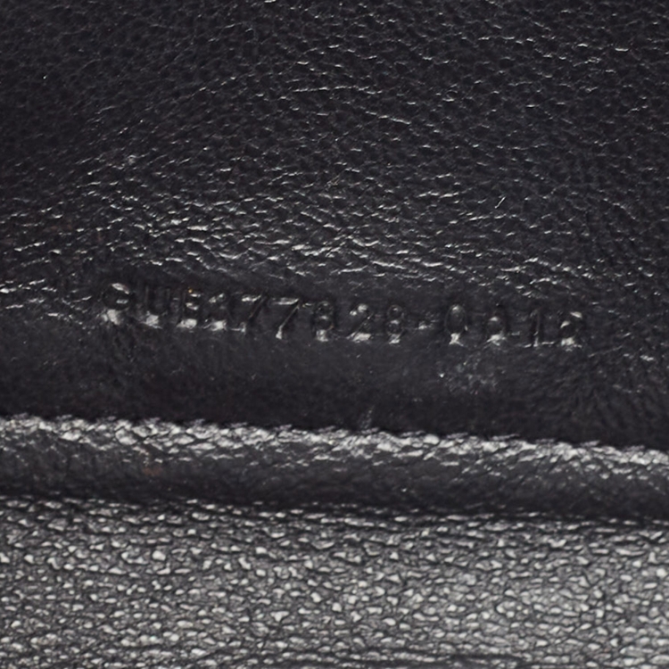 Pre Owned Saint Laurent Black Matelassé Leather Monogram Envelope Wallet On Chain