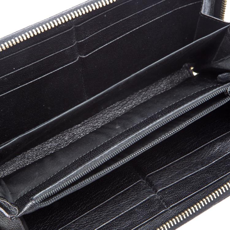 Pre Owned Saint Laurent Paris Black Leather Bell De Jour Zip Wallet