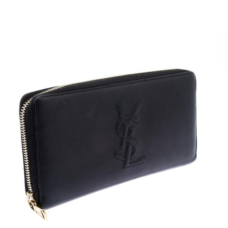 Pre Owned Saint Laurent Paris Black Leather Bell De Jour Zip Wallet