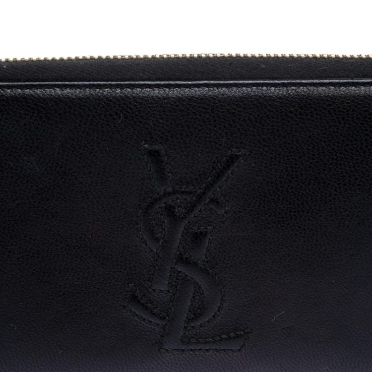 Pre Owned Saint Laurent Paris Black Leather Bell De Jour Zip Wallet