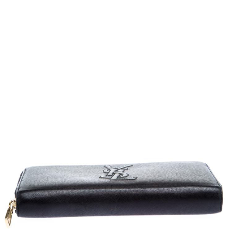 Pre Owned Saint Laurent Paris Black Leather Bell De Jour Zip Wallet