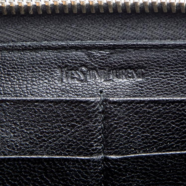 Pre Owned Saint Laurent Paris Black Leather Bell De Jour Zip Wallet