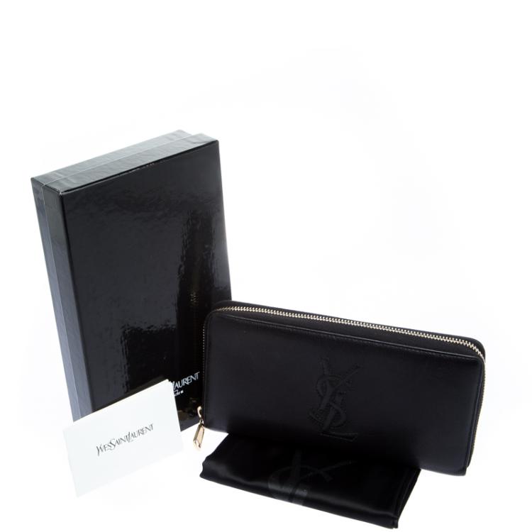 Pre Owned Saint Laurent Paris Black Leather Bell De Jour Zip Wallet
