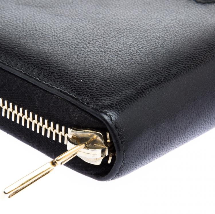 Pre Owned Saint Laurent Paris Black Leather Bell De Jour Zip Wallet