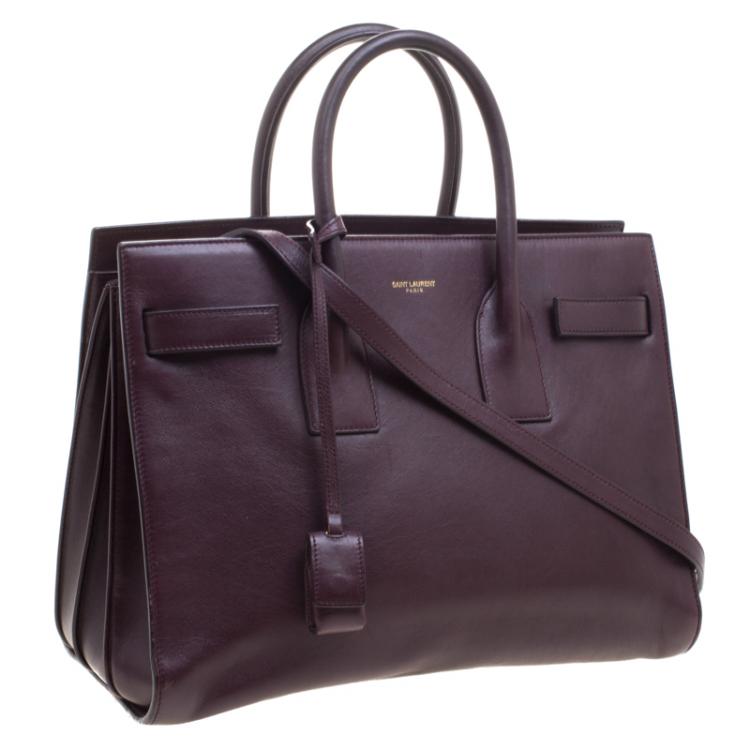 Pre Owned Saint Laurent Paris Burgundy Leather Small Classic Sac De Jour Tote