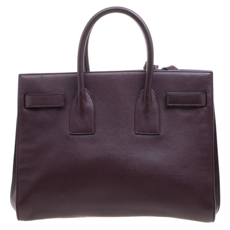 Pre Owned Saint Laurent Paris Burgundy Leather Small Classic Sac De Jour Tote