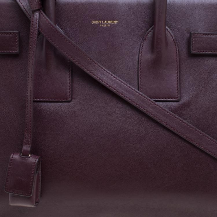 Pre Owned Saint Laurent Paris Burgundy Leather Small Classic Sac De Jour Tote
