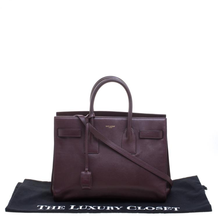 Pre Owned Saint Laurent Paris Burgundy Leather Small Classic Sac De Jour Tote