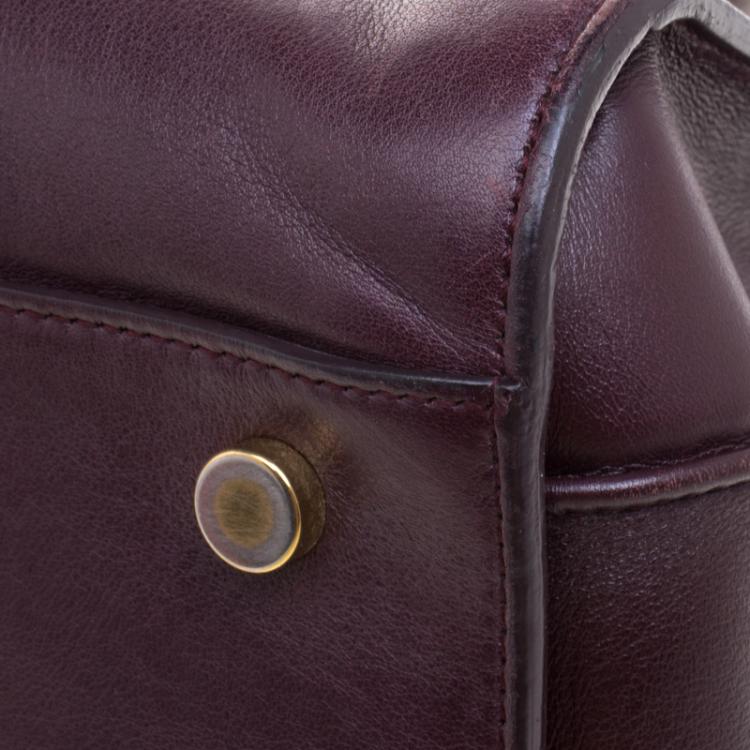 Pre Owned Saint Laurent Paris Burgundy Leather Small Classic Sac De Jour Tote