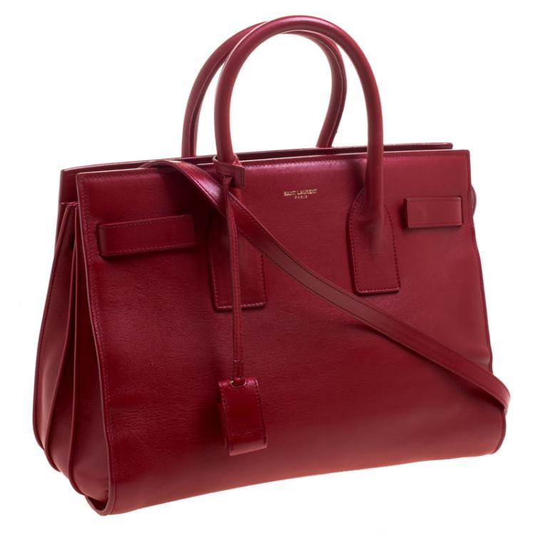 Pre Owned Saint Laurent Paris Red Leather Small Classic Sac De Jour Tote