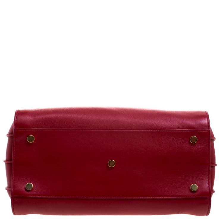 Pre Owned Saint Laurent Paris Red Leather Small Classic Sac De Jour Tote
