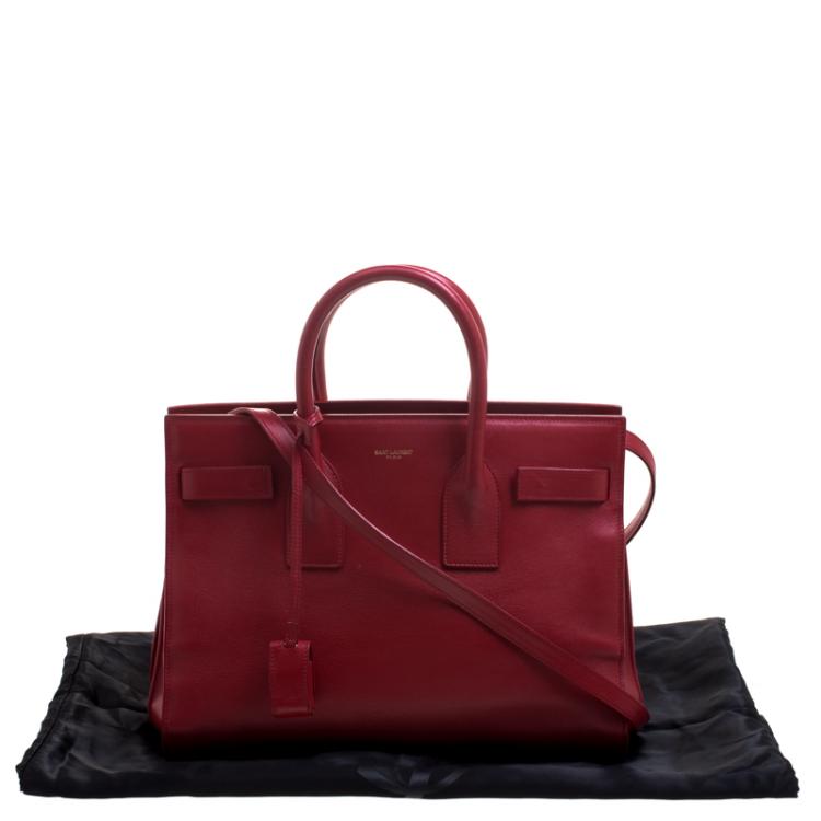Pre Owned Saint Laurent Paris Red Leather Small Classic Sac De Jour Tote