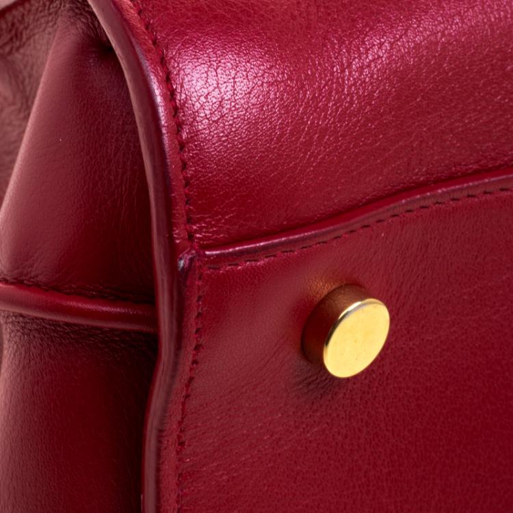 Pre Owned Saint Laurent Paris Red Leather Small Classic Sac De Jour Tote