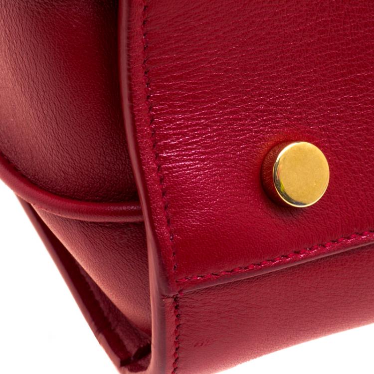 Pre Owned Saint Laurent Paris Red Leather Small Classic Sac De Jour Tote