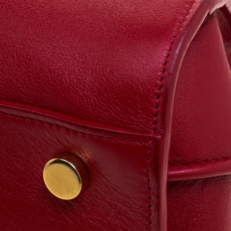 Pre Owned Saint Laurent Paris Red Leather Small Classic Sac De Jour Tote