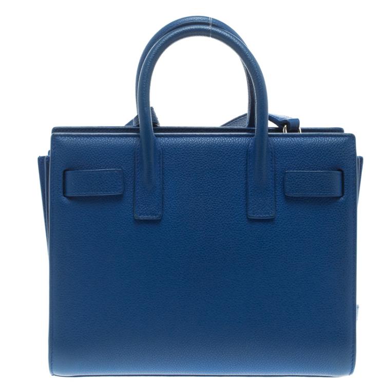 Pre Owned Saint Laurent Paris Blue Leather Baby Sac De Jour Tote