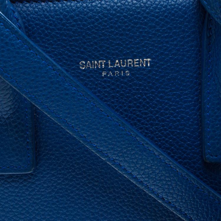 Pre Owned Saint Laurent Paris Blue Leather Baby Sac De Jour Tote