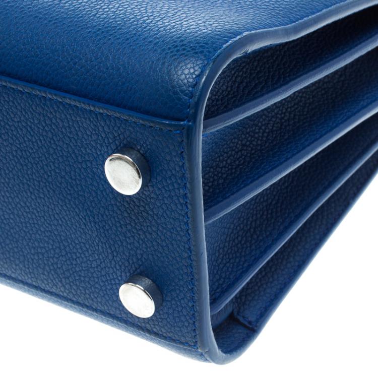 Pre Owned Saint Laurent Paris Blue Leather Baby Sac De Jour Tote