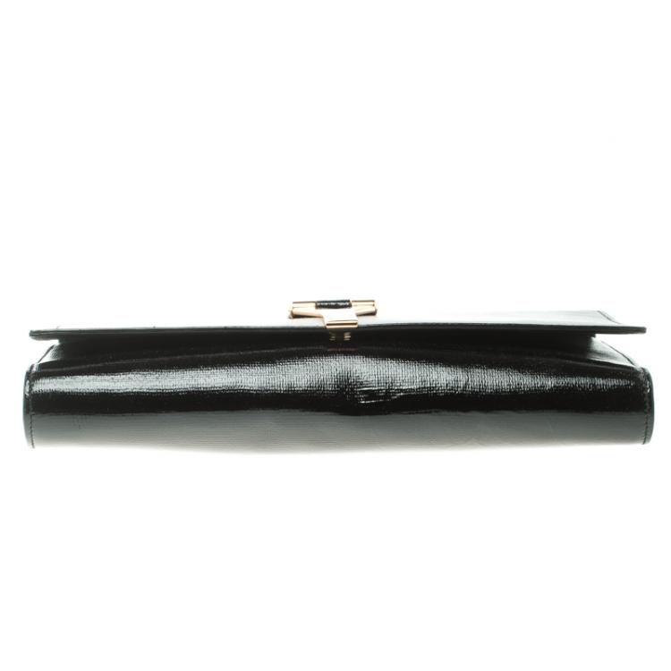 Pre Owned Saint Laurent Paris Black Patent Leather Large Chyc Clutch