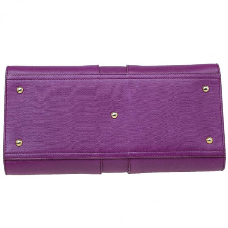 Pre Owned Saint Laurent Paris Purple Leather Cabas Chyc Tote