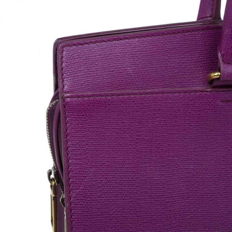 Pre Owned Saint Laurent Paris Purple Leather Cabas Chyc Tote