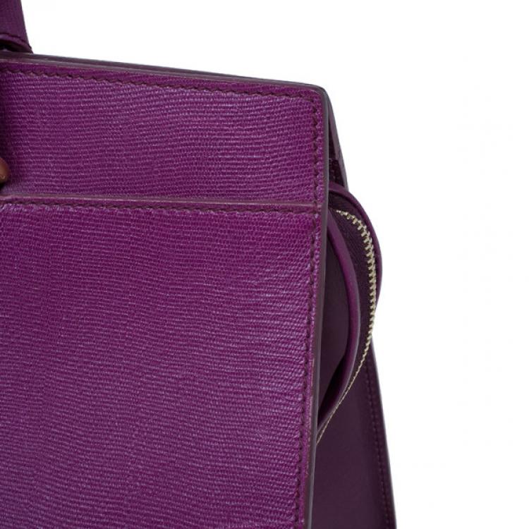 Pre Owned Saint Laurent Paris Purple Leather Cabas Chyc Tote