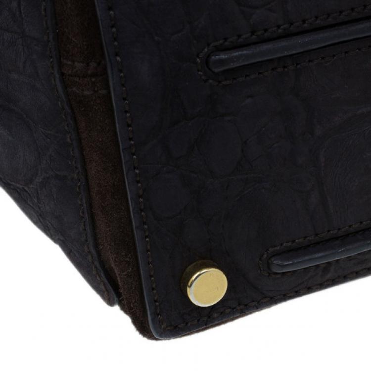 Pre Owned Saint Laurent Paris Brown Crocodile Embossed Muse Two