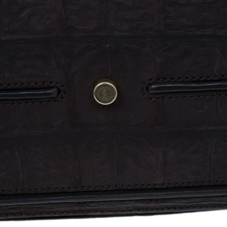 Pre Owned Saint Laurent Paris Brown Crocodile Embossed Muse Two
