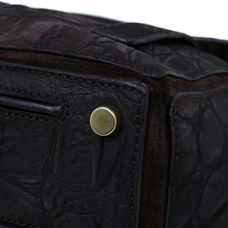 Pre Owned Saint Laurent Paris Brown Crocodile Embossed Muse Two