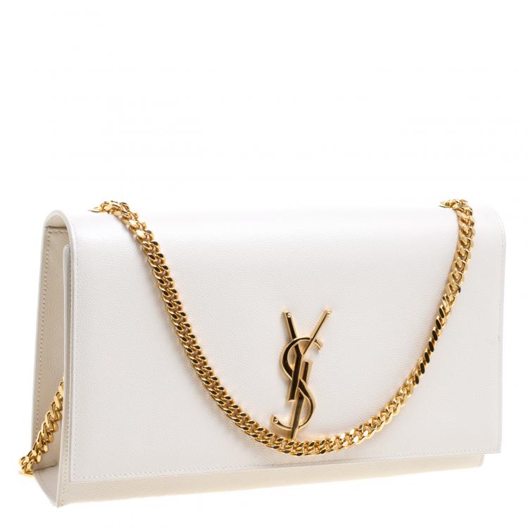 Pre Owned Saint Laurent Paris Off White Leather Kate Crossbody Bag