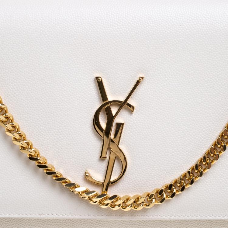 Pre Owned Saint Laurent Paris Off White Leather Kate Crossbody Bag