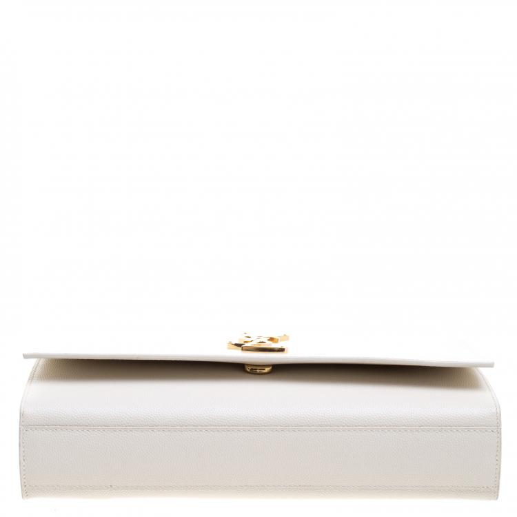 Pre Owned Saint Laurent Paris Off White Leather Kate Crossbody Bag